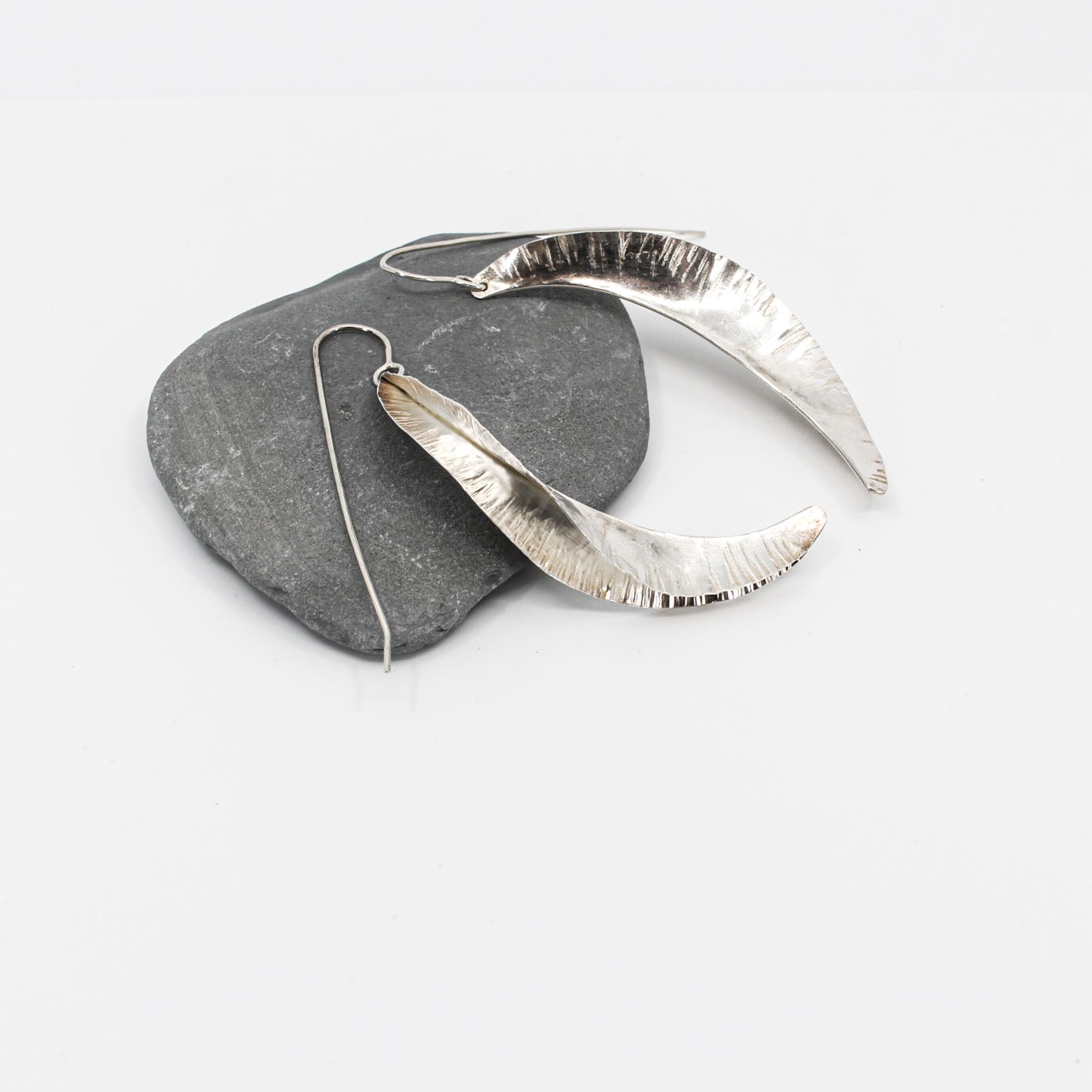 extra long swirly 925 eco sterling silver earrings