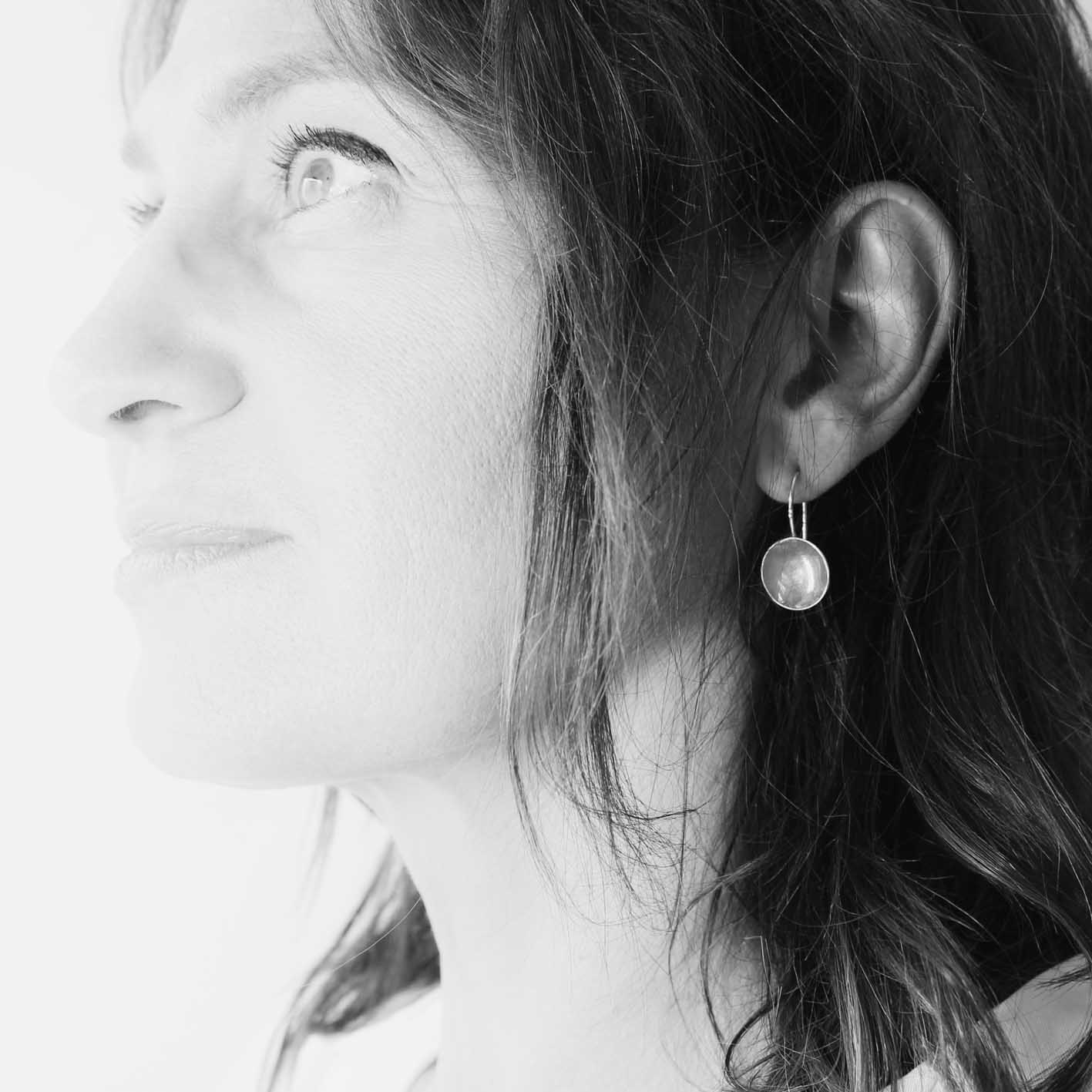 short dangly pink silver earrings • handmade in 925 sterling silver and resin