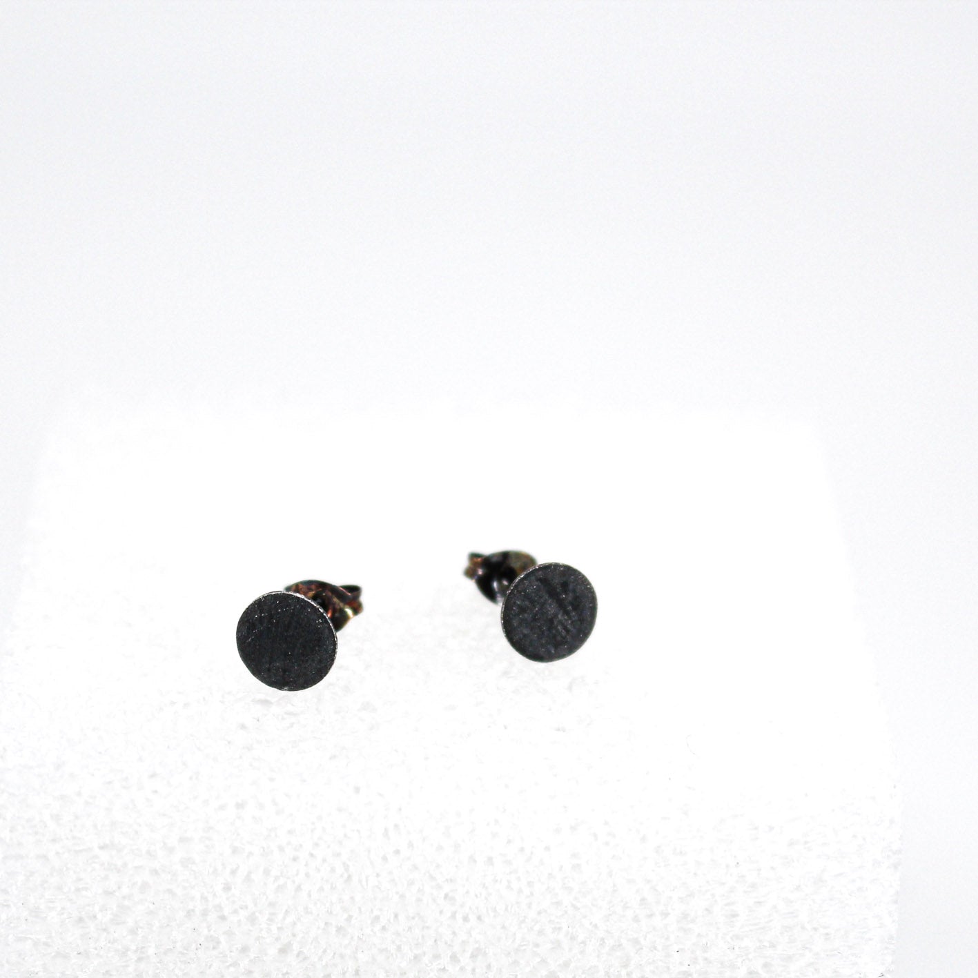 blackened small round studs in 925 eco sterling silver