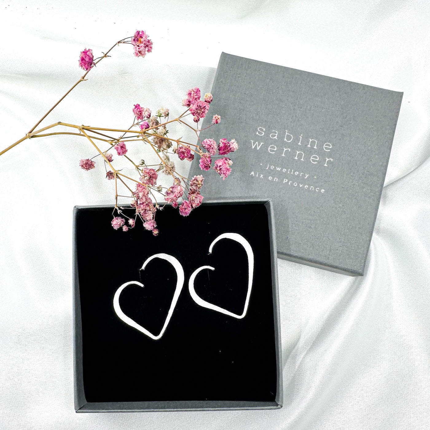 sterling silver heart stud earrings 35mm