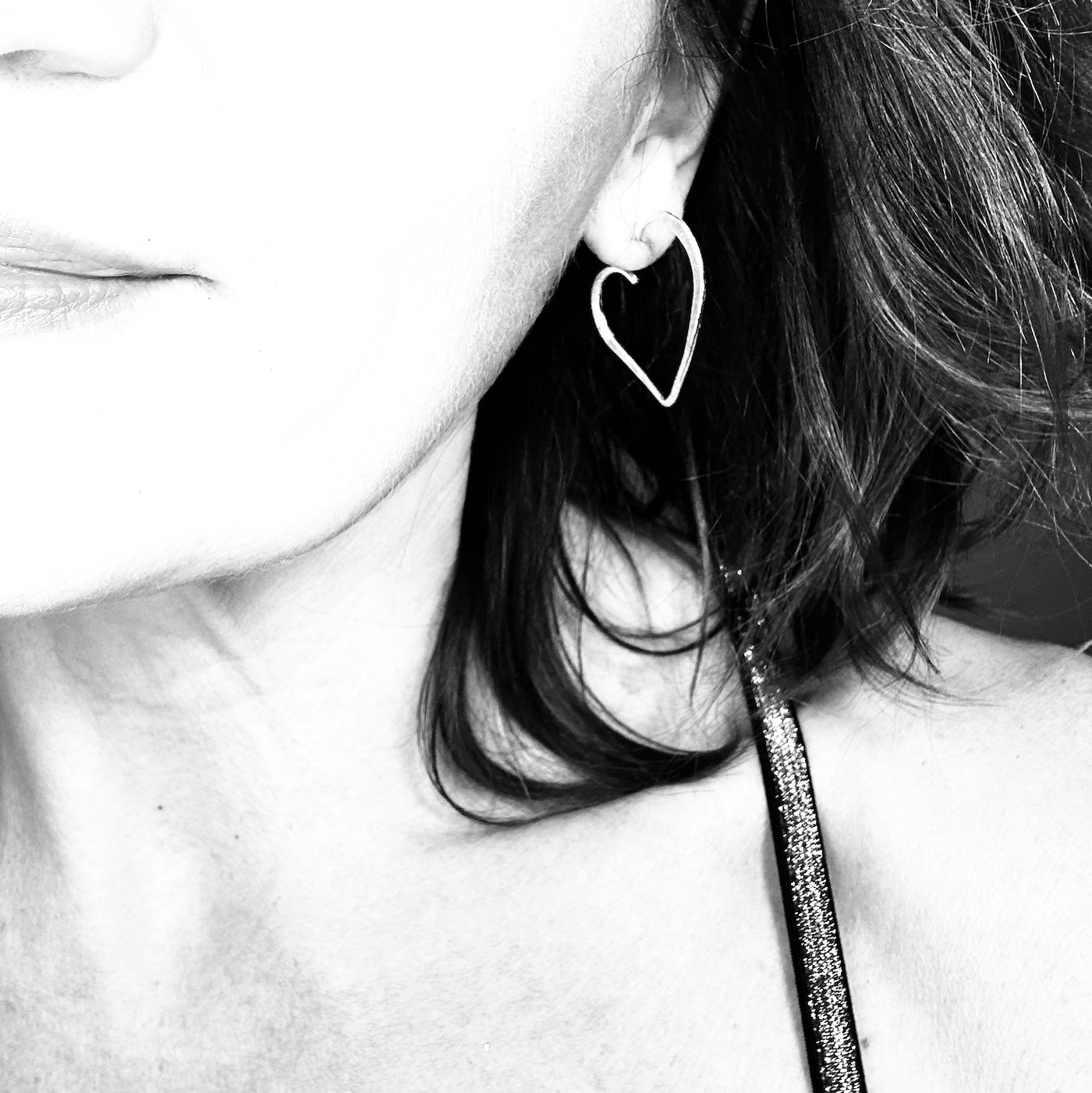 set of sterling silver heart pendant necklace and matching stud earrings