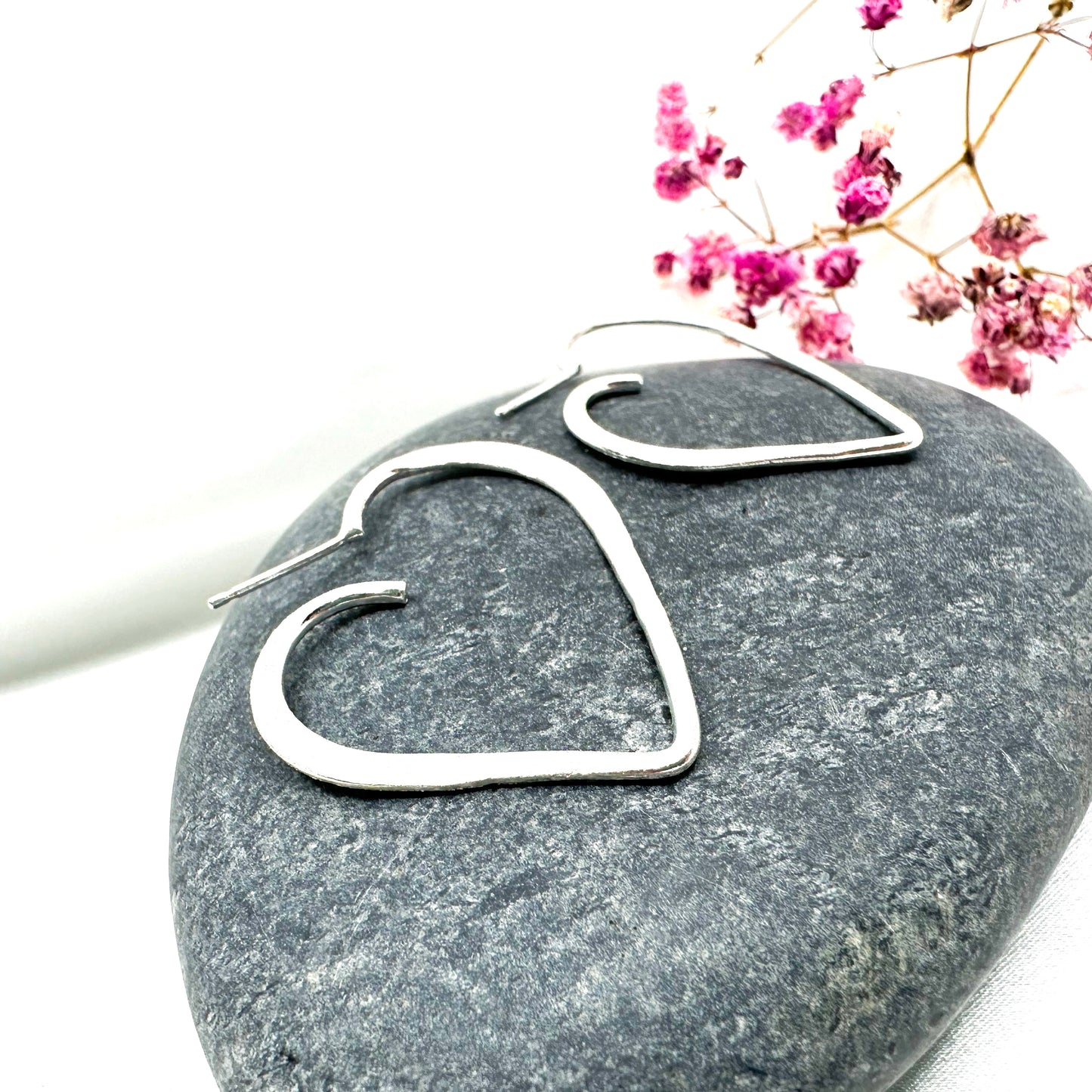 sterling silver heart stud earrings 35mm