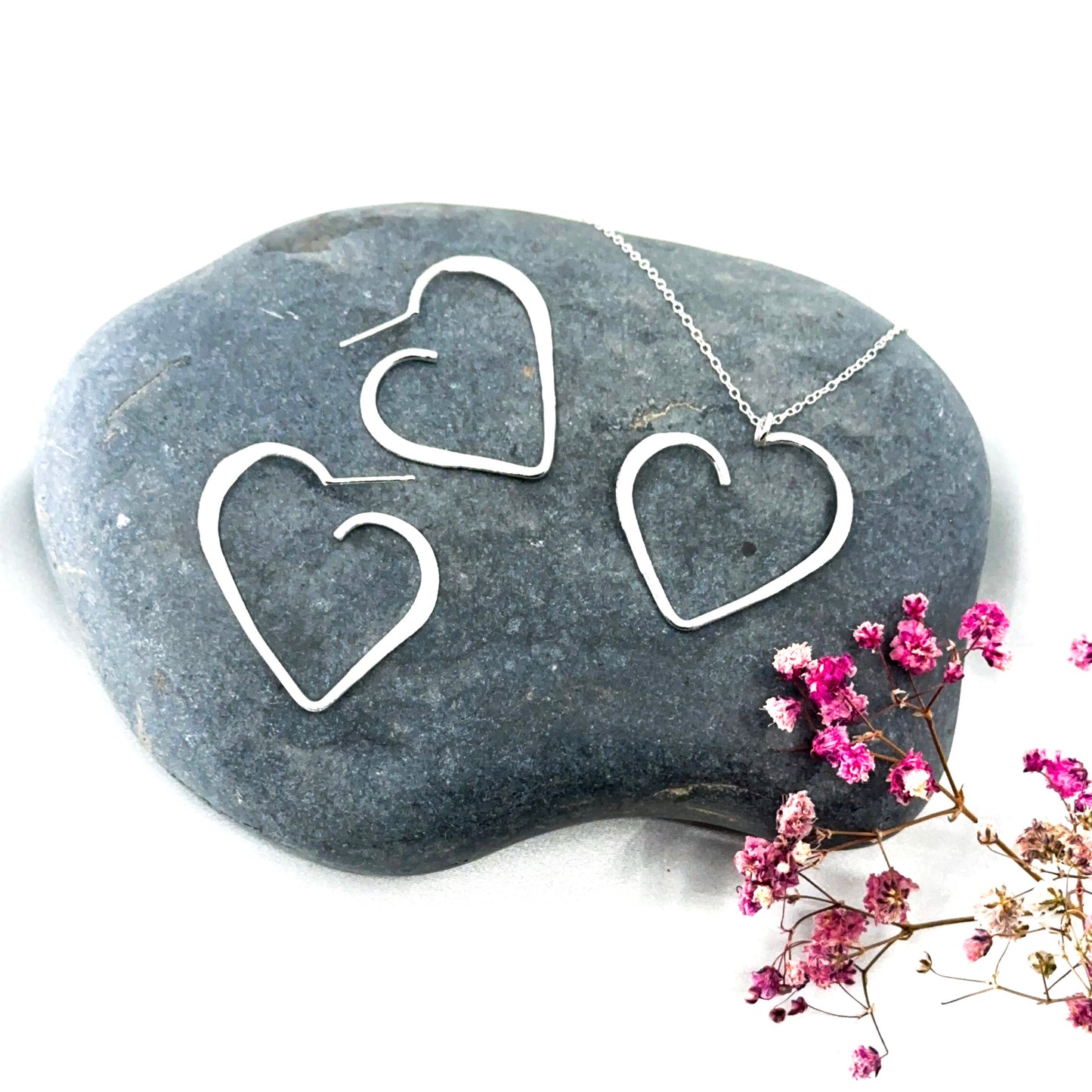 sterling silver heart stud earrings 35mm