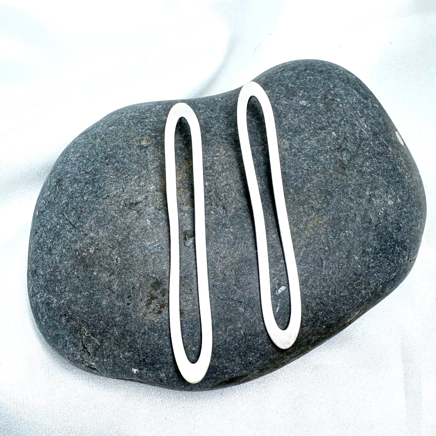 Long Minimalist Hoop Earrings in Brushed Eco Sterling Silver