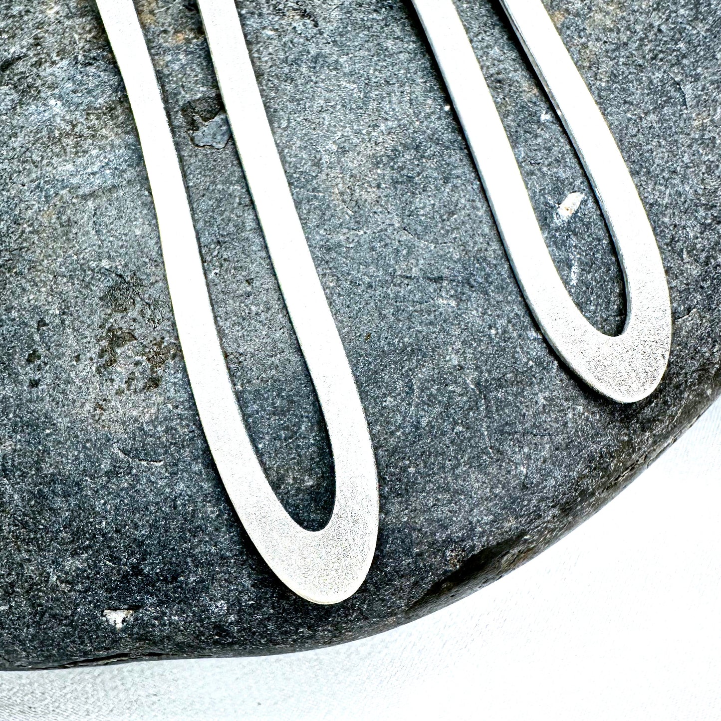 Long Minimalist Hoop Earrings in Brushed Eco Sterling Silver