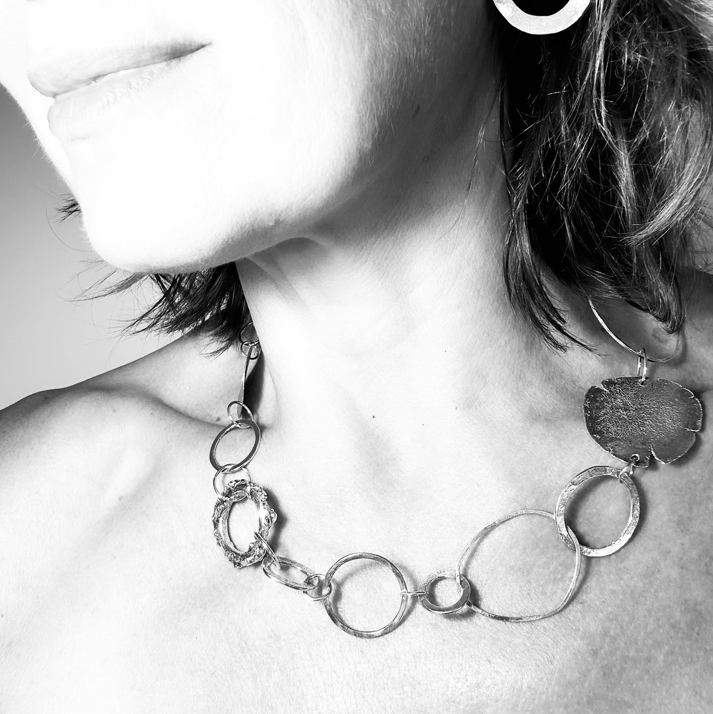 Sculptural Silver Necklace in Sterling Silver
