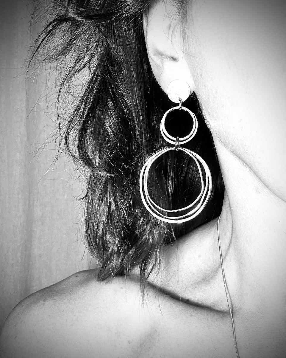 Statement Stud Earrings with Drop Hoops