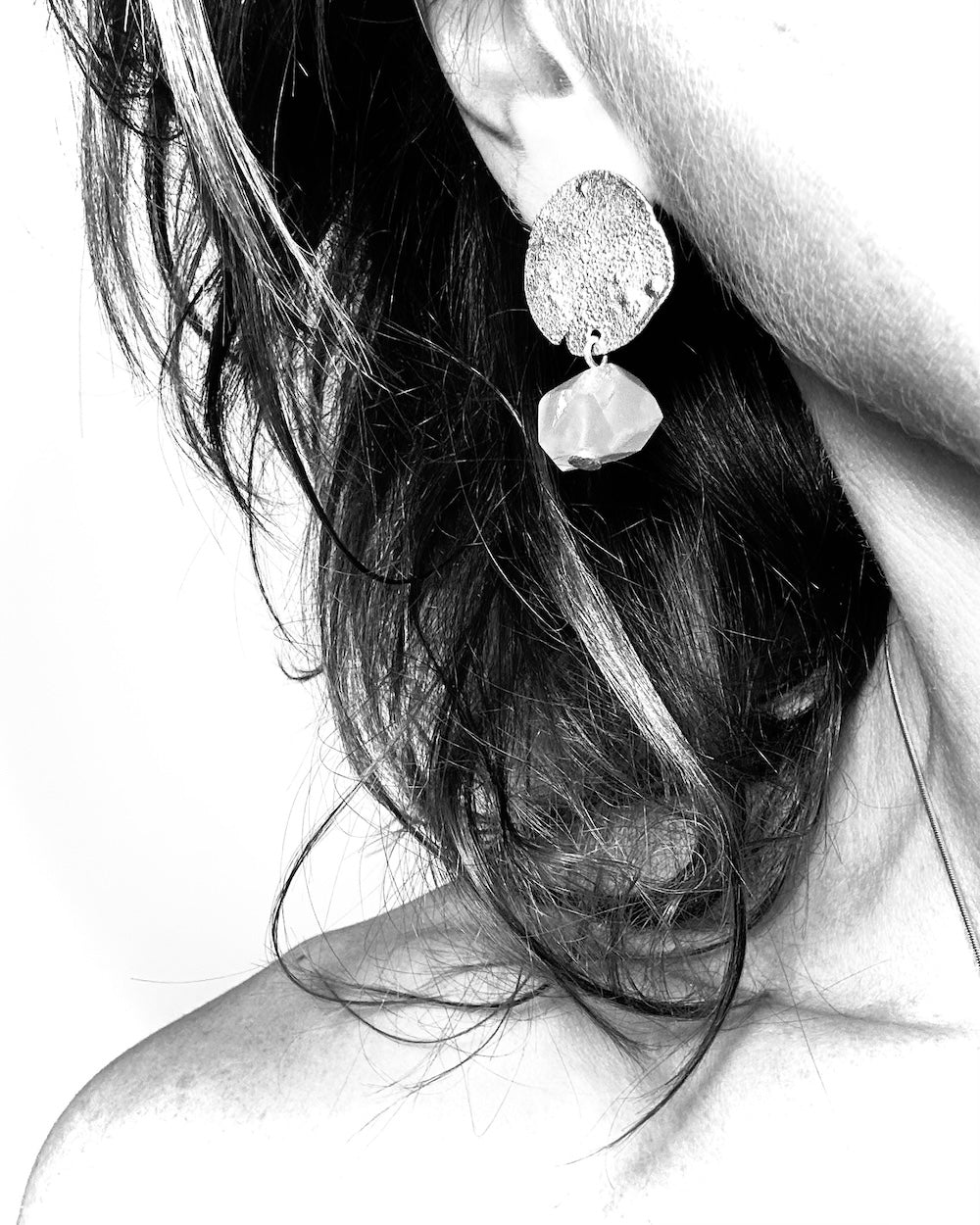 rose quartz silver drop earrings by Sabine Werner Jewellery