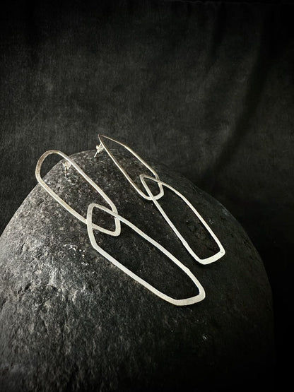 Angle Link Earrings • Angular Sterling Silver Loop Drops