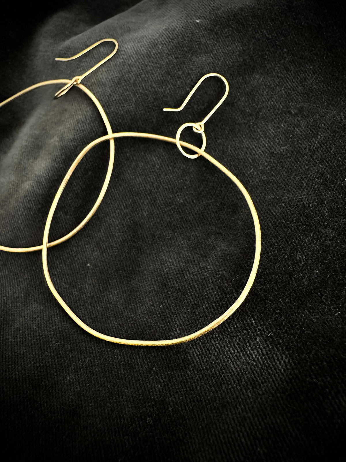 delicate extra long dangling gold hoop earrings • 14ct gold plated
