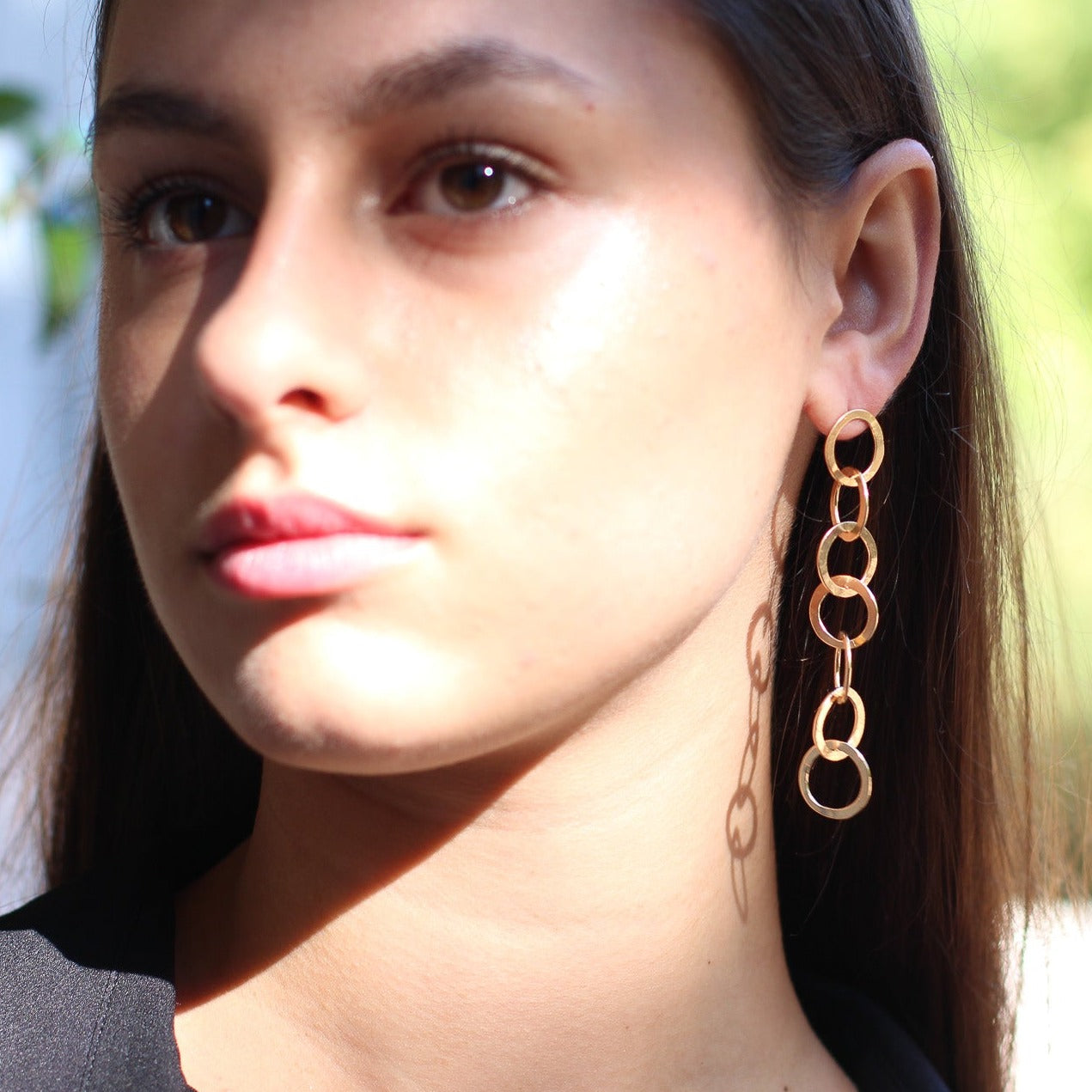 golden multi circle chain earrings • 14ct gold plated