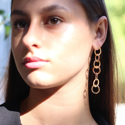 golden multi circle chain earrings • 14ct gold plated