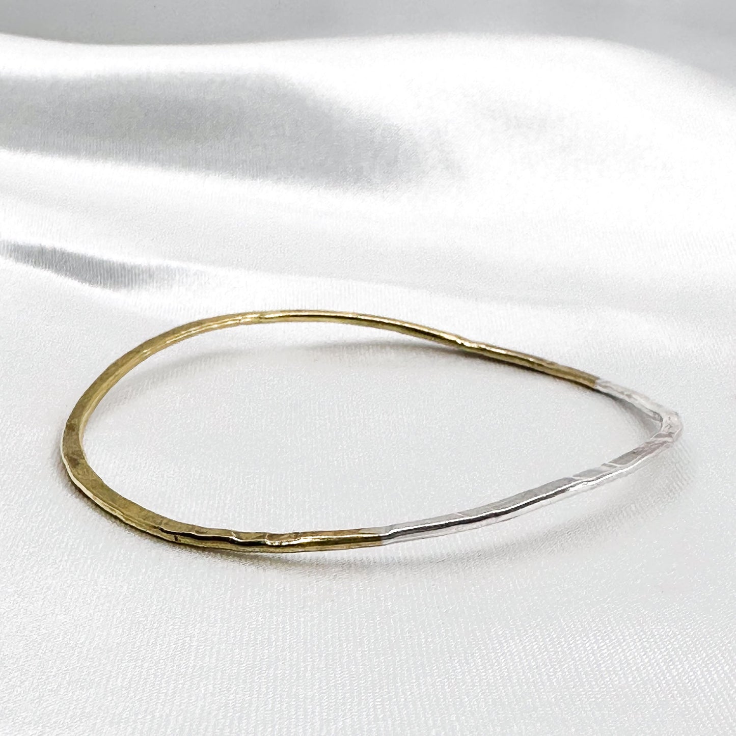 set of 3 stackable silver bracelets in 925 sterling silver and brass