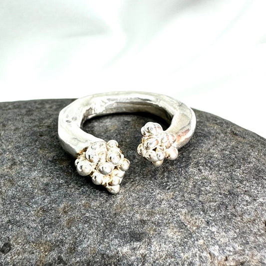 Chunky Sterling Silver Ring – Molten Cluster Open Band, One of a Kind