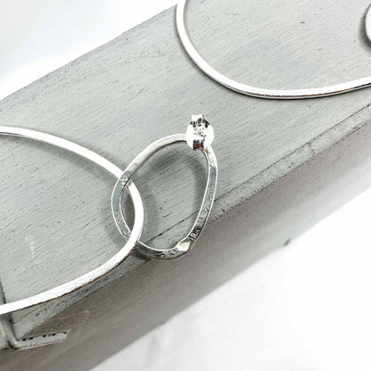 long minimalist dangly earrings in 925 sterling silver with organic shapes, ca. 65mm drop length