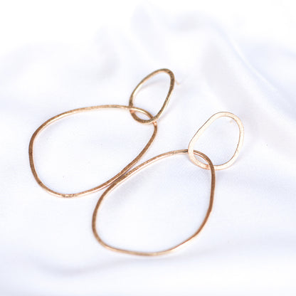 minimalist gold drop earrings with 2 organic shapes  • 14ct gold plated
