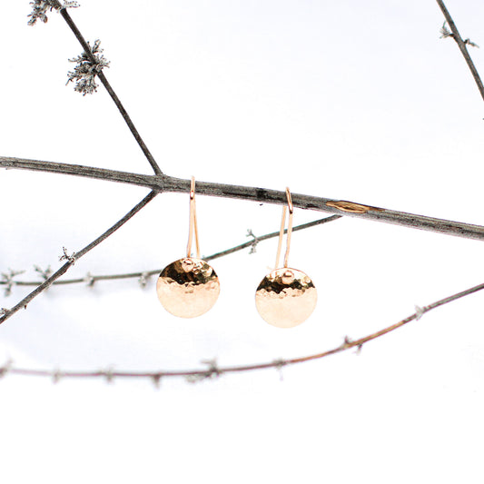 golden dangling disc earrings • 14ct gold plated