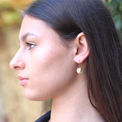 golden dangling disc earrings • 14ct gold plated