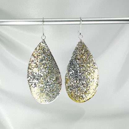 silver and gold wing earrings in sterling silver and resin, 80 mm or 70mm