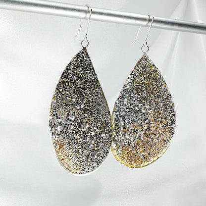 silver and gold wing earrings in sterling silver and resin, 80 mm or 70mm