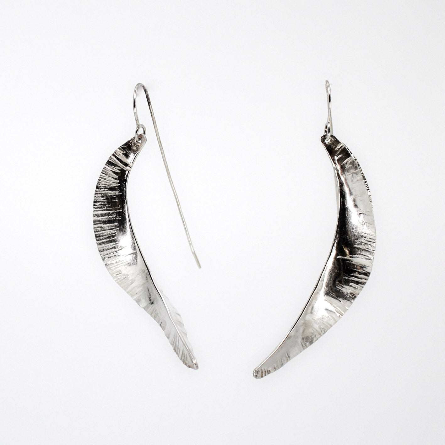extra long swirly 925 eco sterling silver earrings
