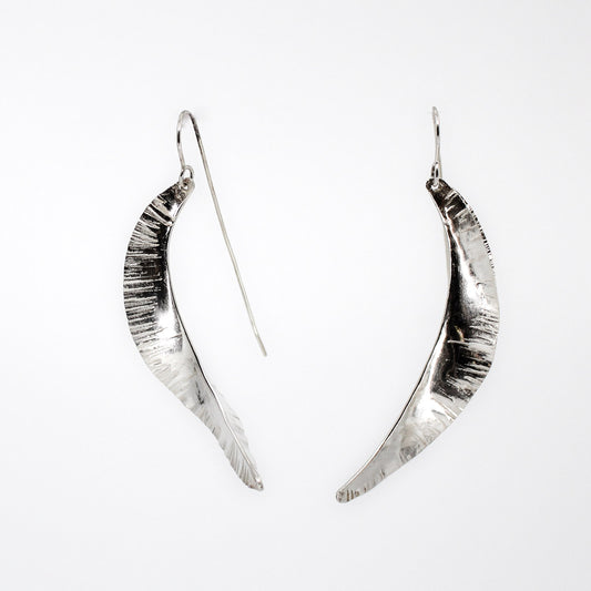 extra long swirly 925 eco sterling silver earrings