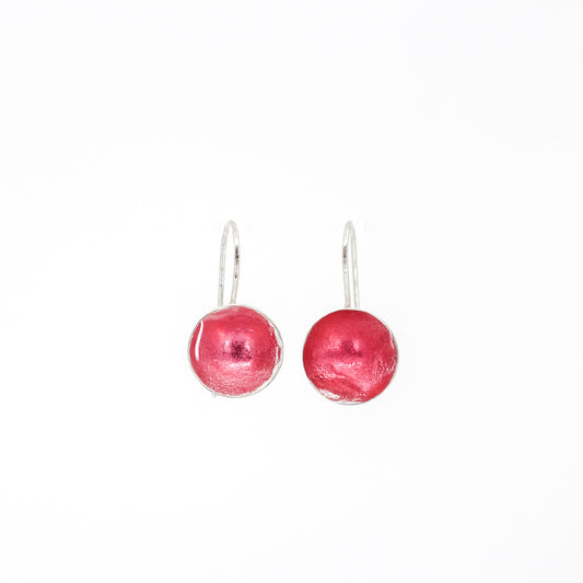 short dangly pink silver earrings • handmade in 925 sterling silver and resin