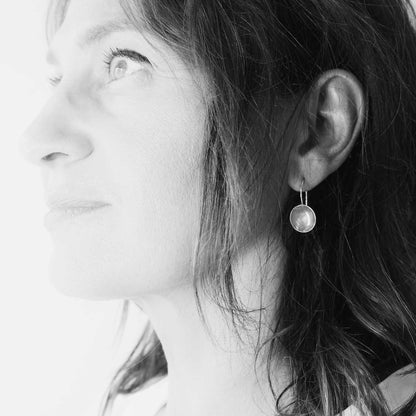 short dangly pink silver earrings • handmade in 925 sterling silver and resin