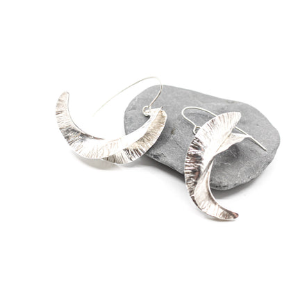 long swirly silver statement earrings in 925 eco sterling silver