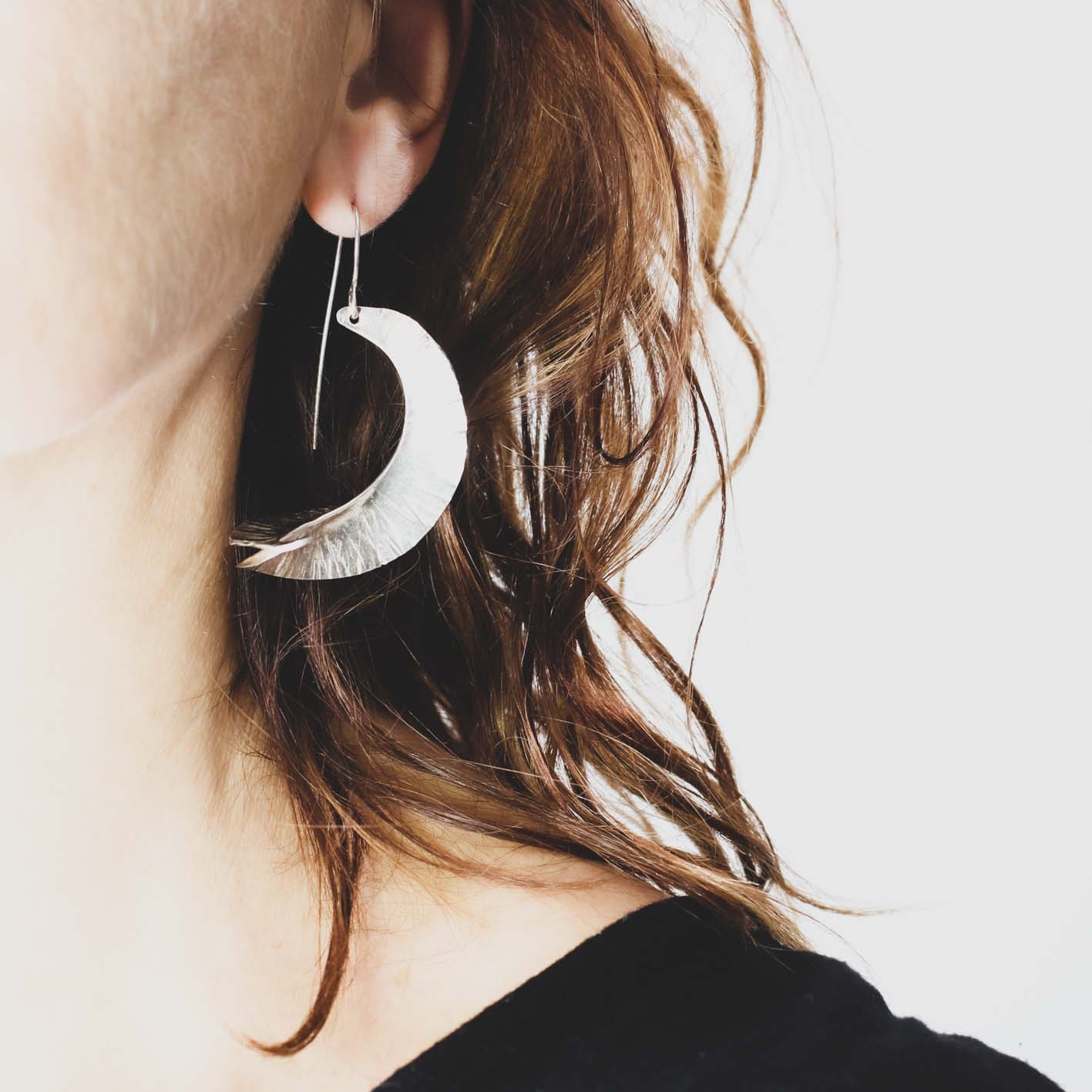 long swirly silver statement earrings in 925 eco sterling silver
