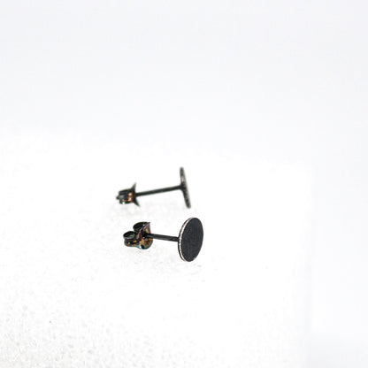 blackened small round studs in 925 eco sterling silver