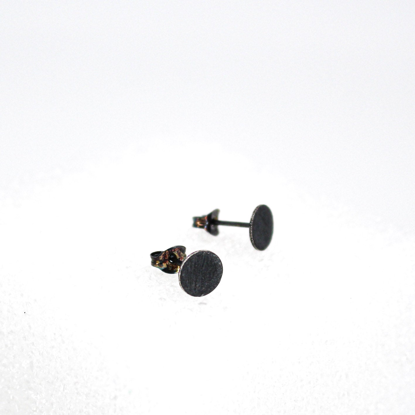 blackened small round studs in 925 eco sterling silver