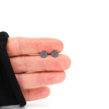 blackened small round studs in 925 eco sterling silver