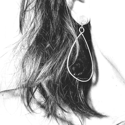 Handmade Sterling Silver Teardrop Earrings with Blue Resin • Sculptural • One of a Kind 1