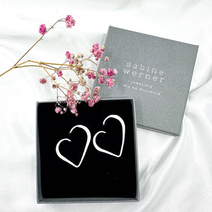 sterling silver heart stud earrings 35mm