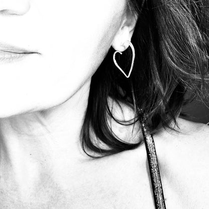 set of sterling silver heart pendant necklace and matching stud earrings