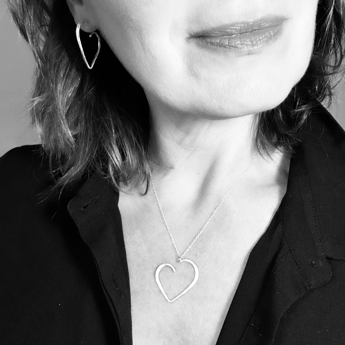 sterling silver heart stud earrings 35mm