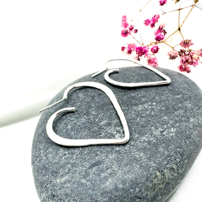 sterling silver heart stud earrings 35mm