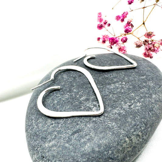 sterling silver heart stud earrings 35mm