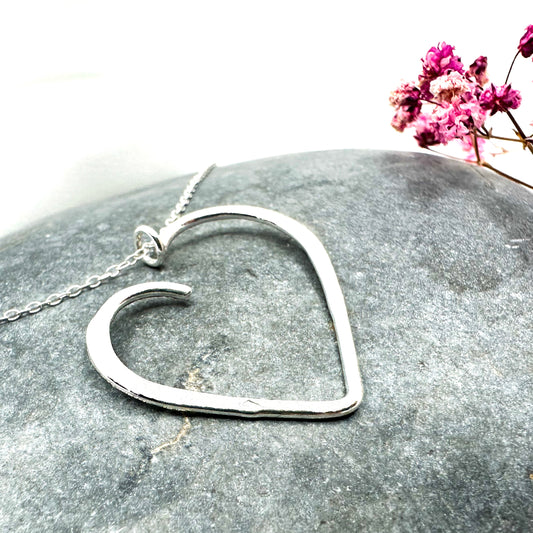 modern sterling silver heart pendant necklace