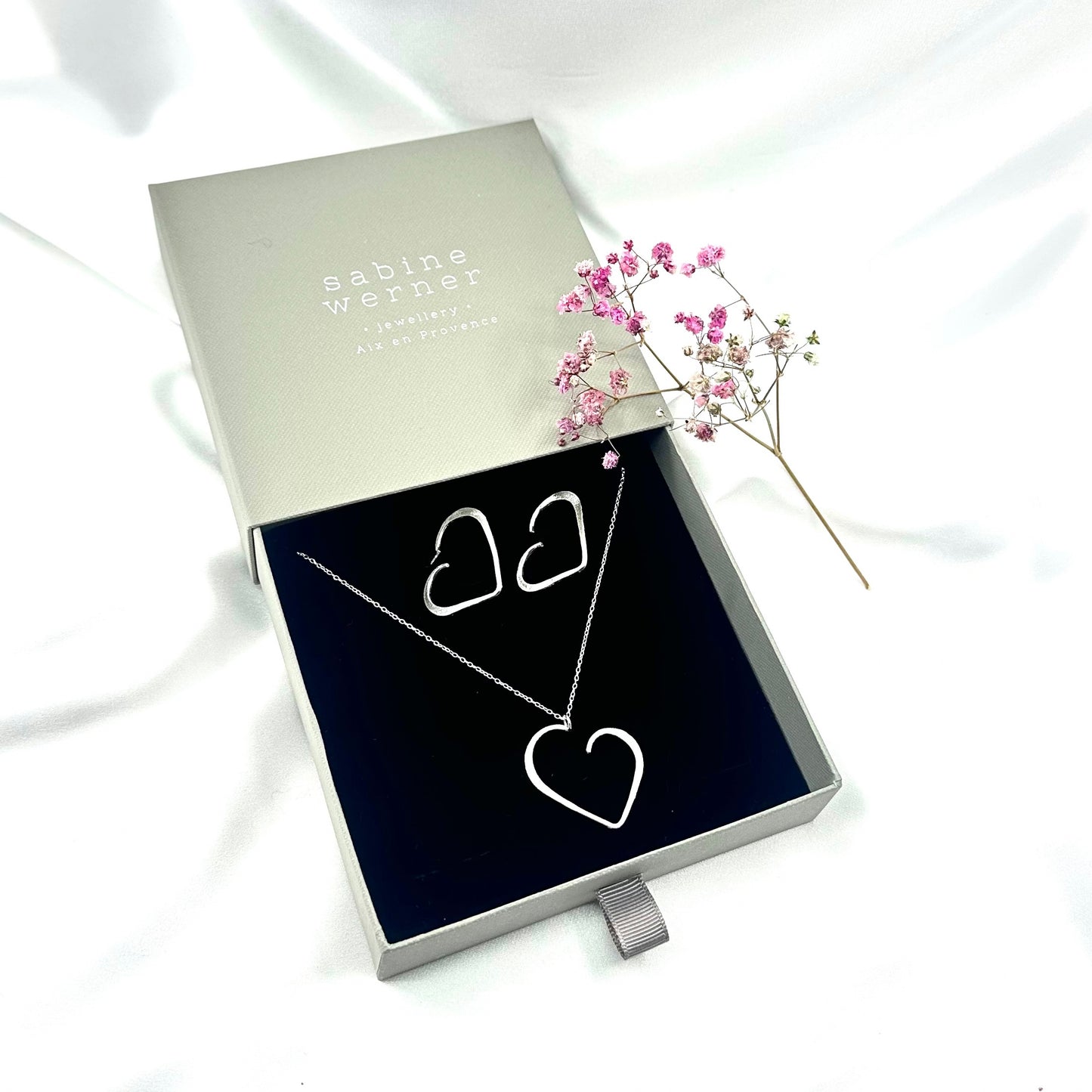sterling silver heart stud earrings 35mm