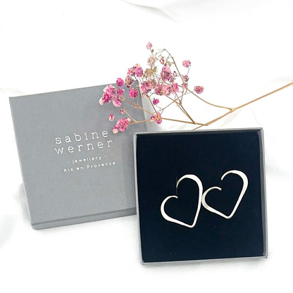 sterling silver heart stud earrings 35mm