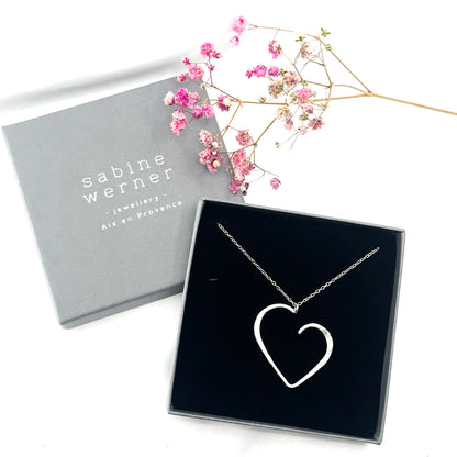modern sterling silver heart pendant necklace