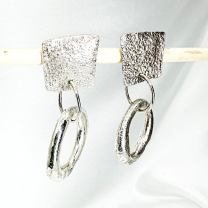 Handmade Textured Sterling Silver Hoop Earrings • Bold, Lightweight, One of a Kind