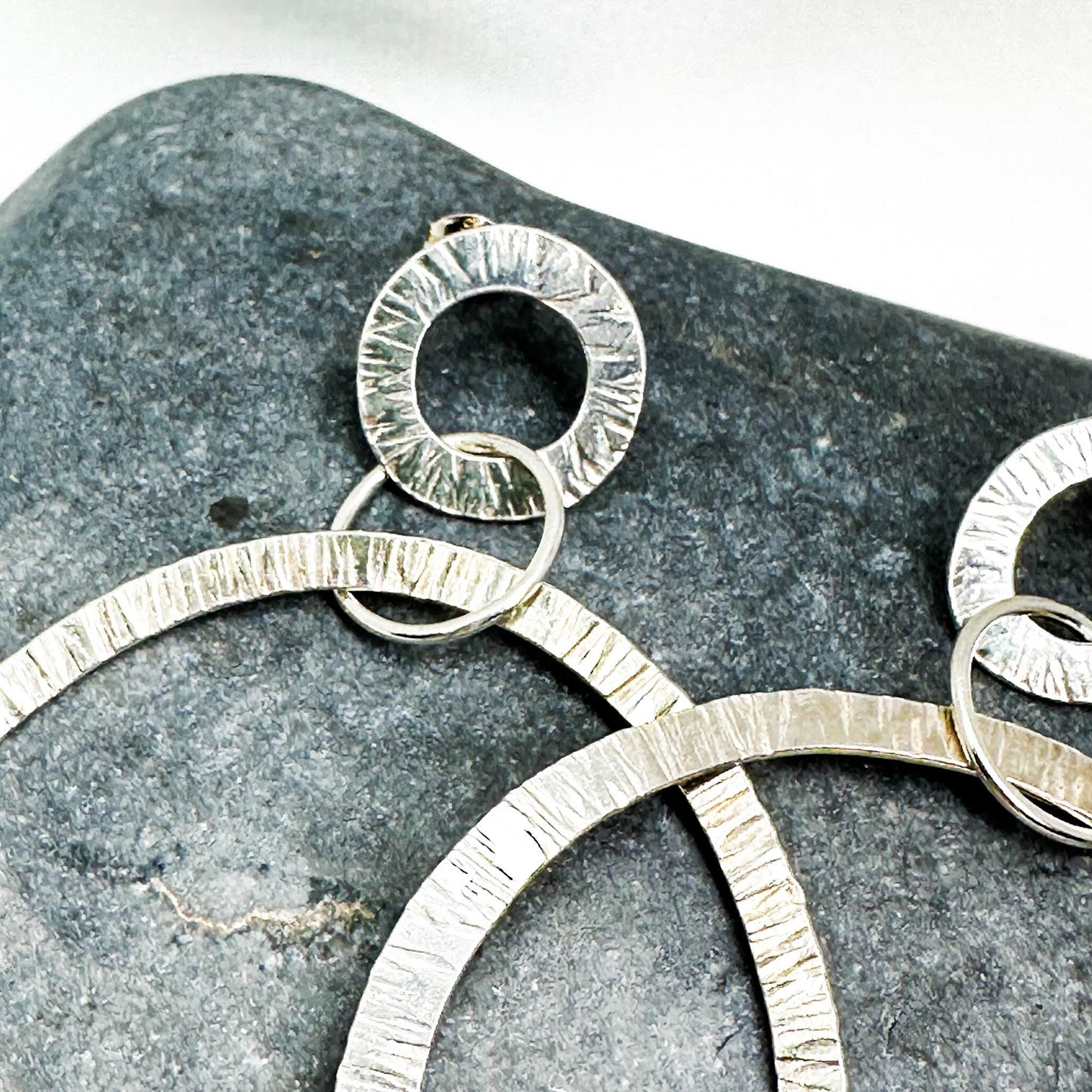Textured Sterling Big Silver Statement Earrings