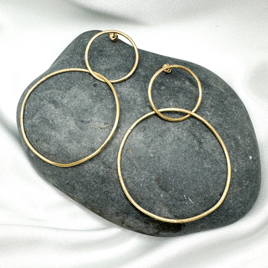 Big Double Circle Statement Hoops  • 14ct gold plated