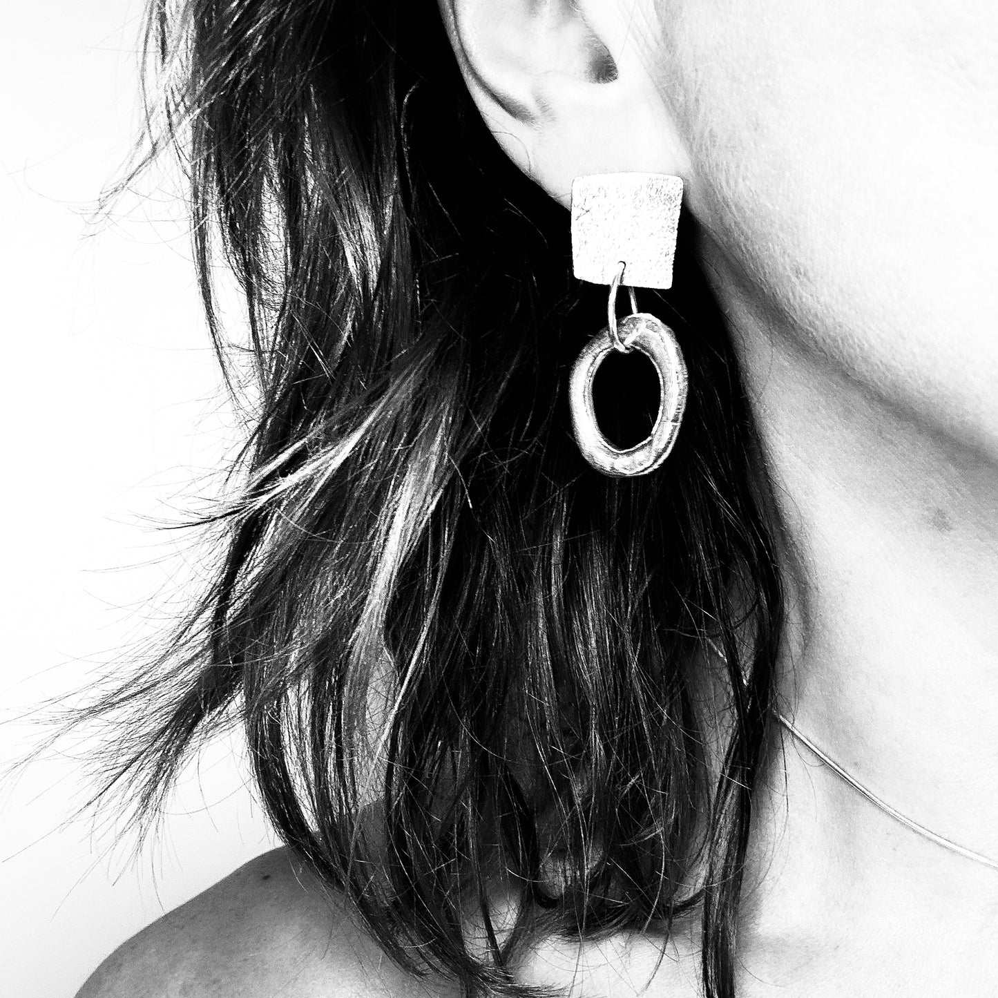 Handmade Textured Sterling Silver Hoop Earrings • Bold, Lightweight, One of a Kind