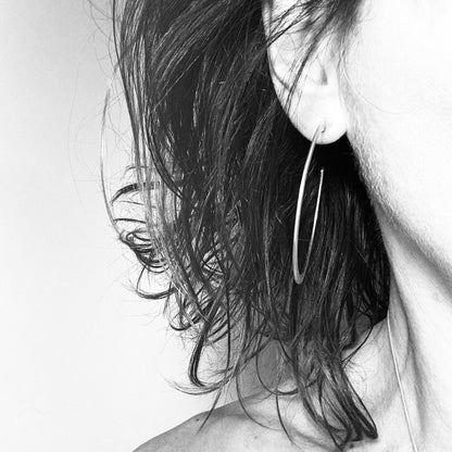 Handmade Minimalist Sterling Silver Stud Hoop Earrings, Lightweight + Bold