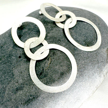 Bold Sculptural Hoops in Sterling Silver, Handmade Statement Jewellery
