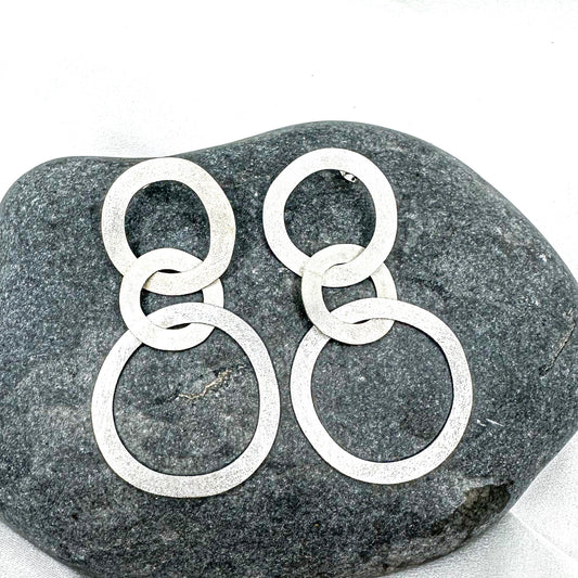 Bold Sculptural Hoops in Sterling Silver, Handmade Statement Jewellery